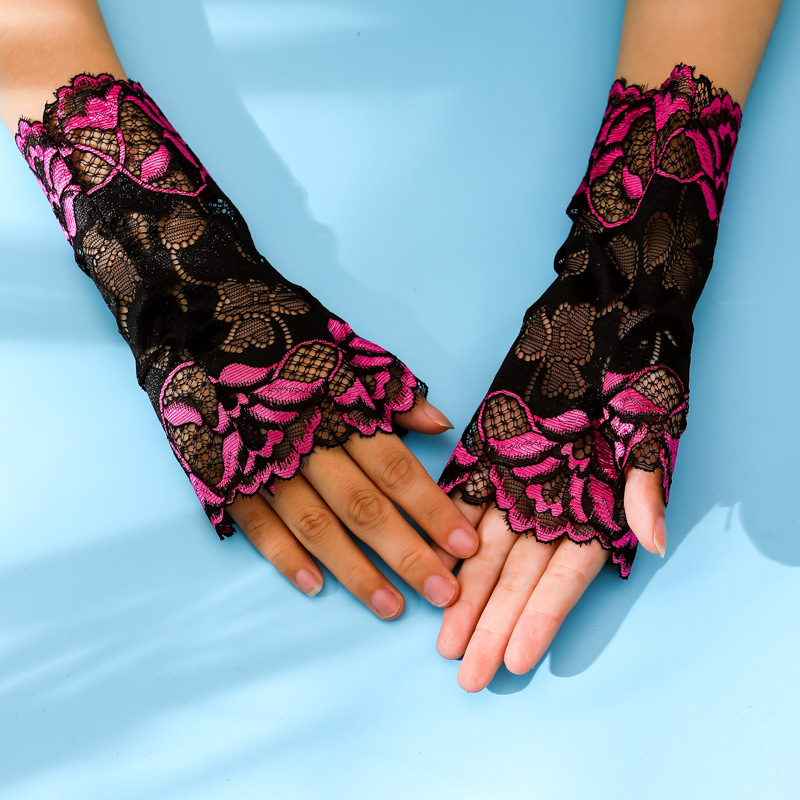 Summer black short breathable sexy gloves