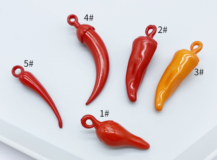 This is a diy beaded material of the same style as the popular acrylic hanging hole small chili pepper hundred-piece. The red color is used to make earrings detail image 5