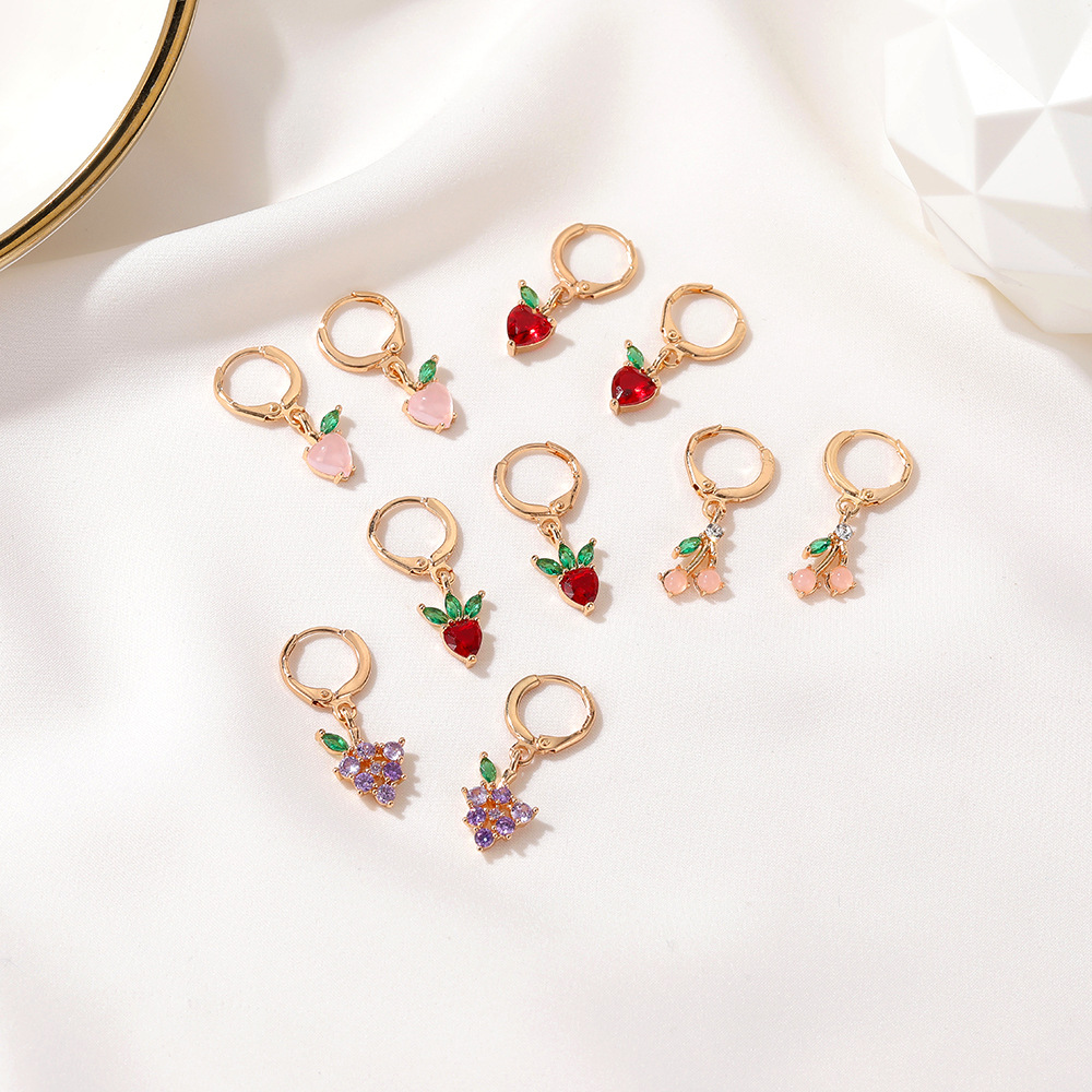 Earrings Classification Housewarming, Anniversary, Business, Wedding, Travel, Birthday, Festival Occasion Copper Material Fruit Plating Copper Artificial Gemstones Earrings