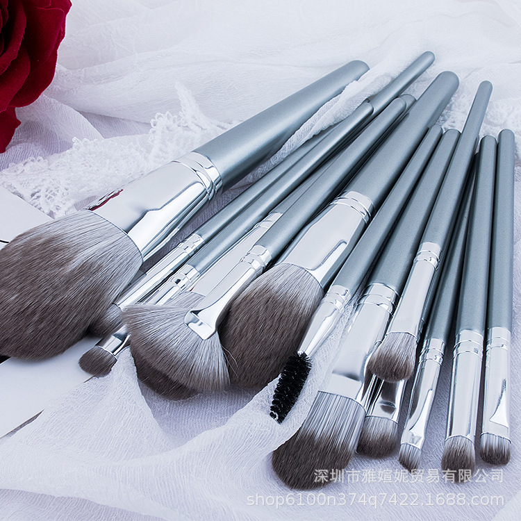 14 piezas Li compañero maquillaje cepillo traje super suave pelo sombra de ojos cepillo corrector cepillo Fundación Blush herramientas de belleza mango de madera