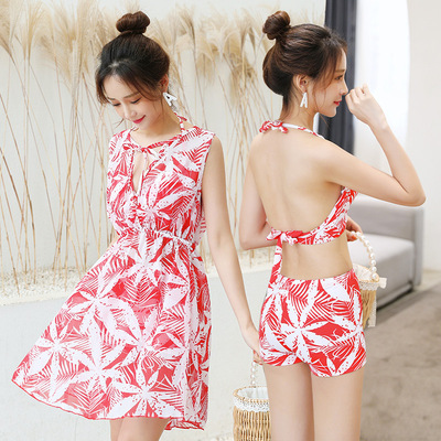 新款泳衣女三件套仙女范遮肚显瘦钢托比基尼ins风网红分体游泳衣