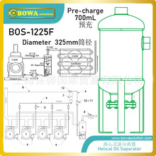 大直径螺旋式高效油分用于螺杆压缩机制冷空调系统或并联速冻机组