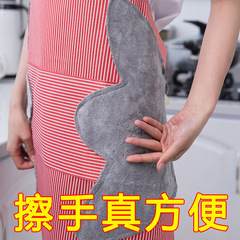 Hand-wiping apron linen apron lace-up sleeveless apron home large pocket hand towel waterproof apron T