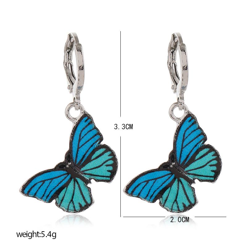 Moda Retro Ins Coloreado Mariposa Gota Aceite 3 Piezas Pendientes Japón Y Corea Del Sur Personalidad Fresca Temperamento Salvaje Conjunto Pendientes display picture 1