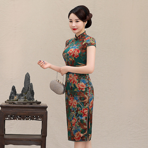 Cheongsam retro dress Republic style enlarged size banquet cheongsam Chinese Dress Qipao for women