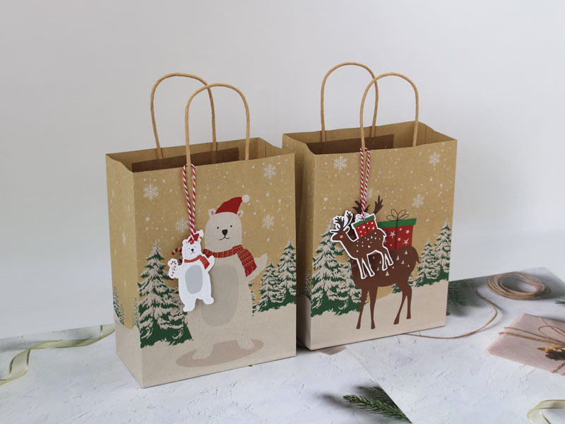 Navidad Lindo Dibujos Animados Papel Fiesta Bolsas De Regalo 1 Juego display picture 1