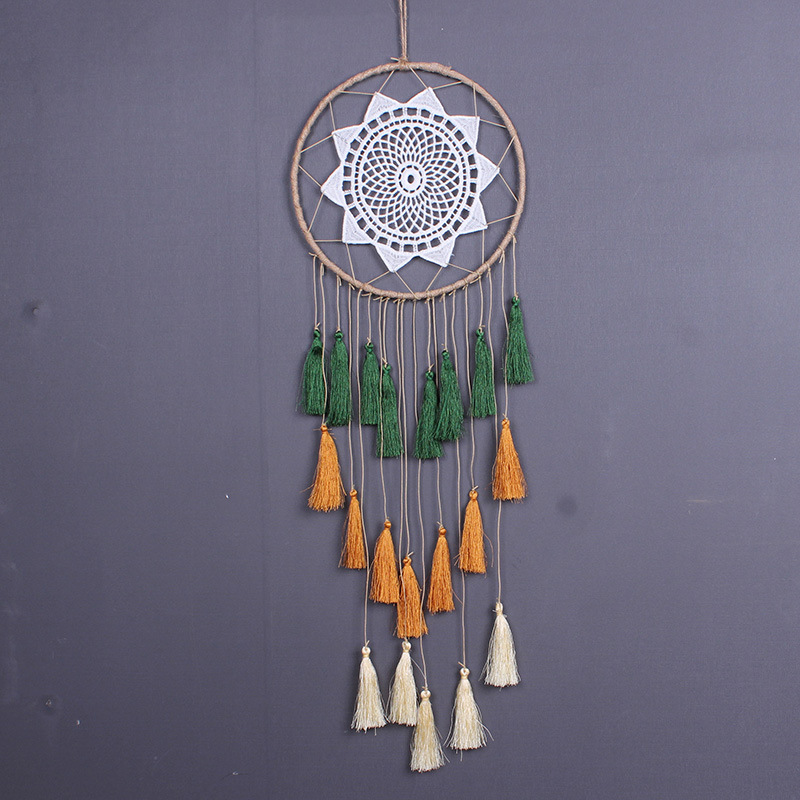 New Indian style lace twine hand woven dream catcher mercerized nylon fringe home wall decoration for girls heart gift