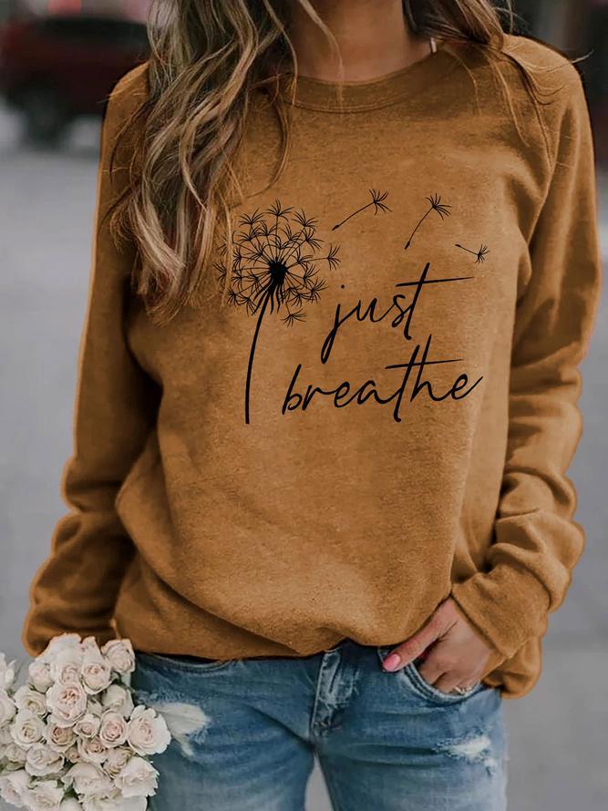 196g Weight Long Sleeve Sleeve Length Pullovers Placket Type Regular Sleeve Sleeve Type Women's Hoodie Long Sleeve Hoodies & Sweatshirts Printing Casual Letter Dandelion