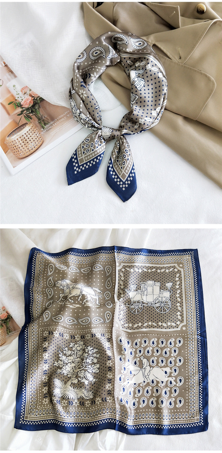 Small Square Silk Fashion Scarf display picture 15