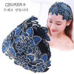發箍韓國遮白髮寬邊卡發顯臉小蕾絲髮飾刺繡花民族風頭箍髮帶頭飾