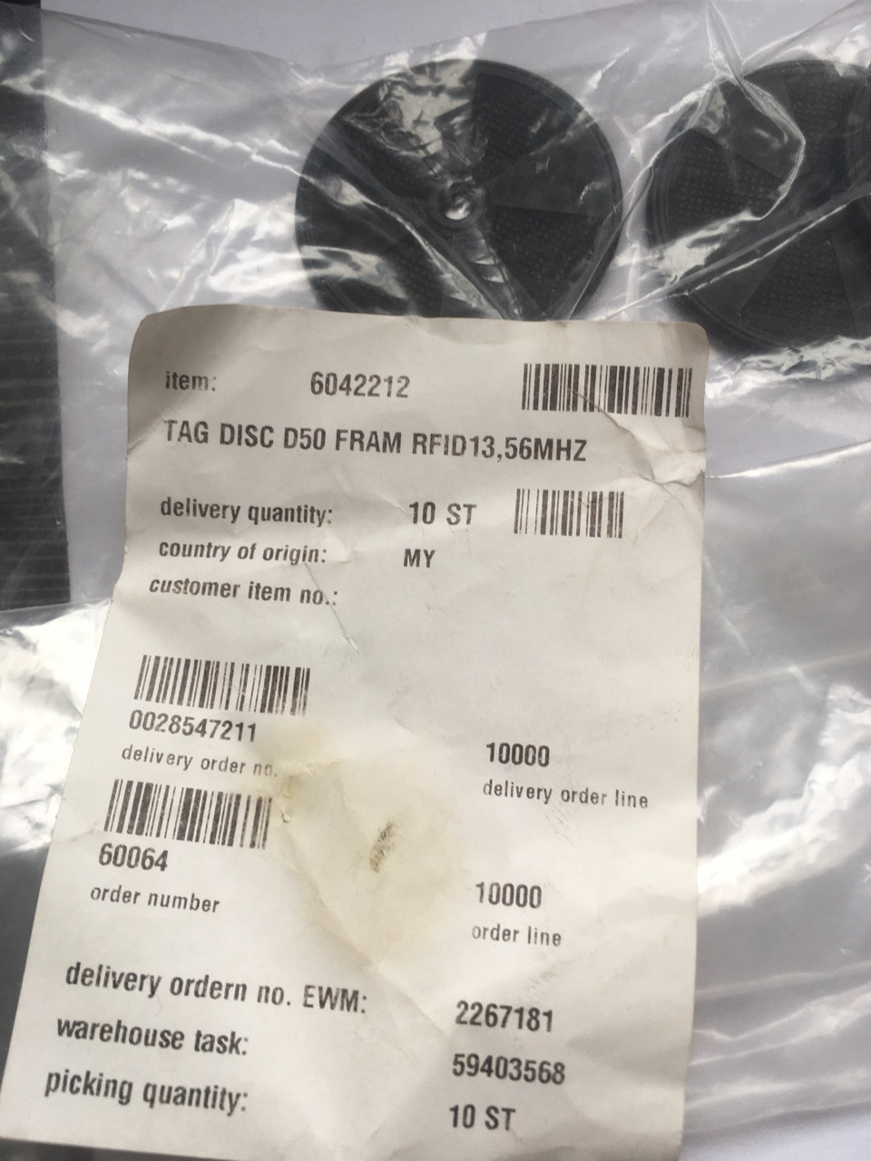 应答器 TAG DISC D50 FRAM RFID13，56MHZ。订货号：6042212