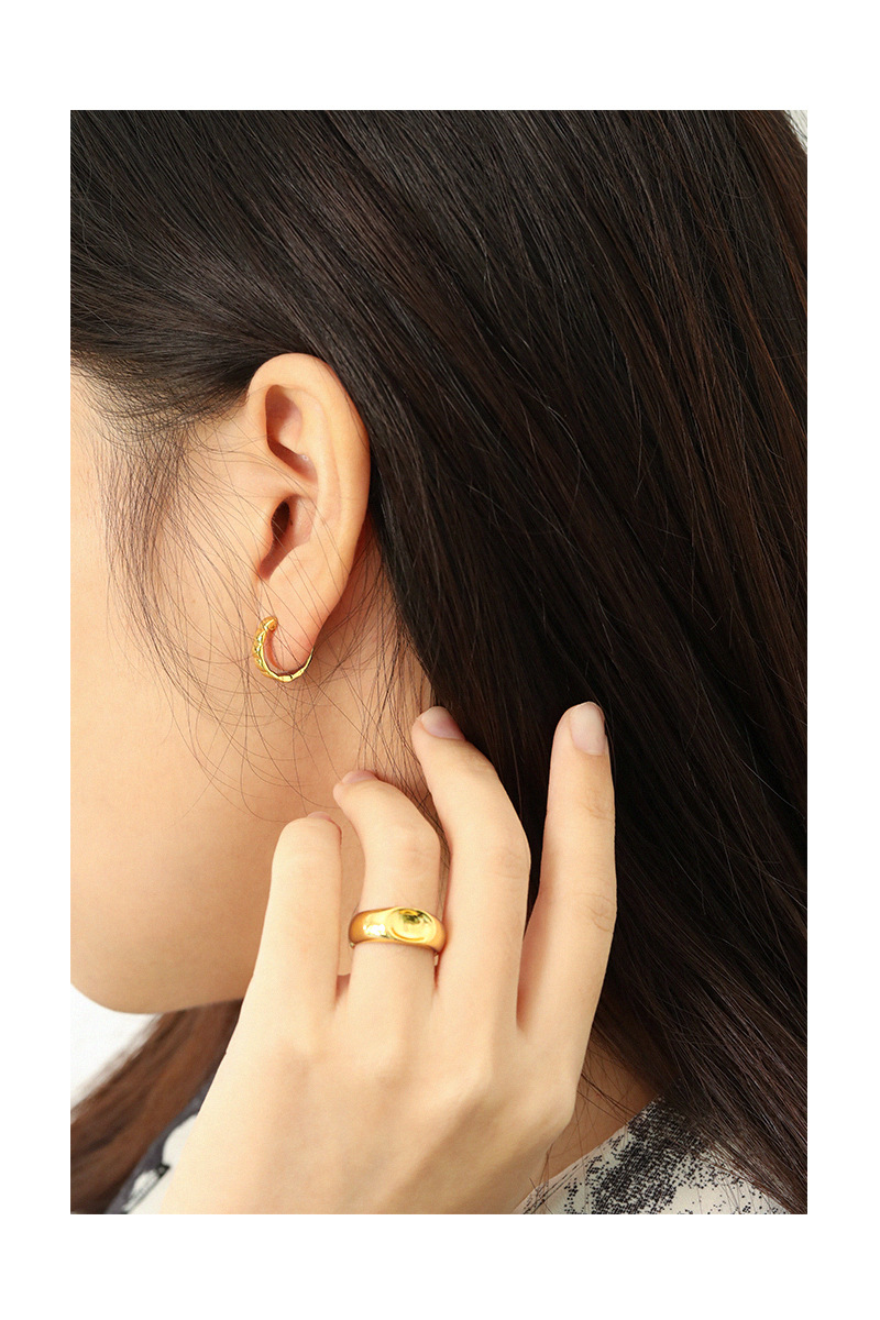 No Inlaid Inlay Material 071 Korean Version Of Minimalist Chocolate Plaid S925 Sterling Silver Earrings