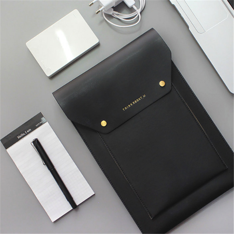 PU Leather Clutch Simple pad Laptop Sleeve Bag Vertical Korean ins Storage A4 File Bag