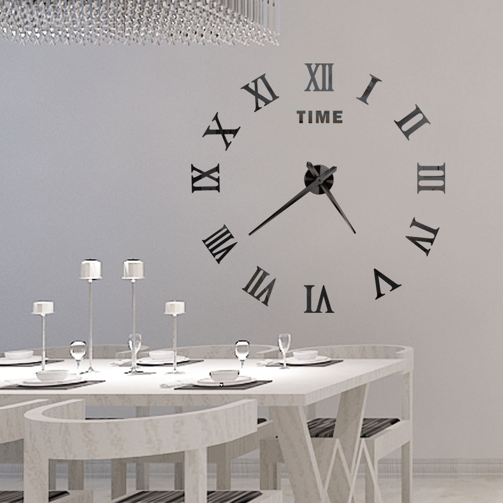 Venta caliente romano digital creativo Reloj de pared DIY Reloj de pared espejo acrílico Reloj de pared Romano