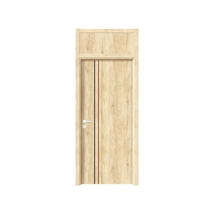 Multi-capa de madera maciza Pintura ecológica sin pintura traje de puerta habitación cocina puerta con incrustaciones de tira de metal pintura sin pintura
