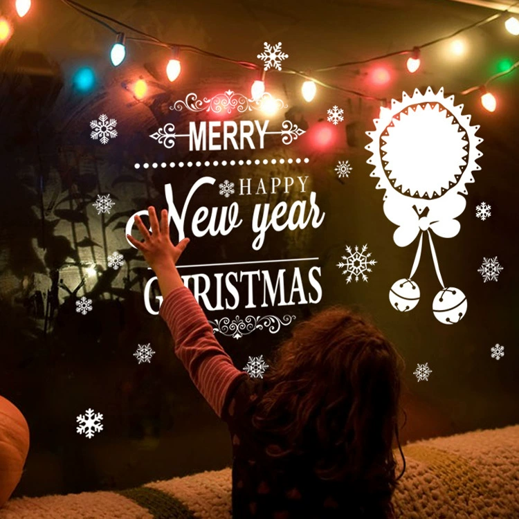 Мультяшные детские рождественские украшения, реквизит для вечеринки, наклейки на окна, наклейки на стеклянные двери, ABQ6004