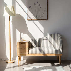卧室沙发小户型原木风布艺酒店房间放衣服储物床头凳新中式床尾凳