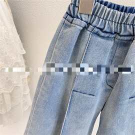 男女童裤子个性折叠牛仔裤七分裤26夏装新款外贸童装代发3-8岁