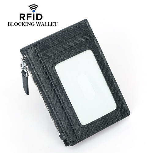 Factory direct sales new rfid zipper coin purse carbon fiber pattern credit card holder multifunctional coin coin purse 5