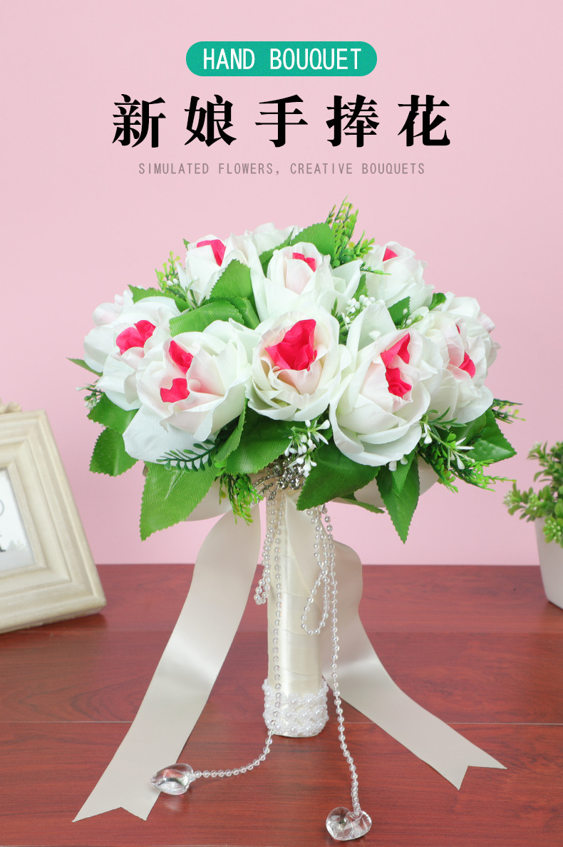 New cross-border Western-style wedding products, wedding simulation rose hand bouquets, creative home decorations, wedding supplies wholesale detail image 2