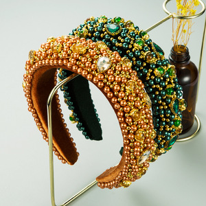 Hair clip hairpin for women girls hair accessories Hand sewn pearl diamond hair band female velvet sponge Headband