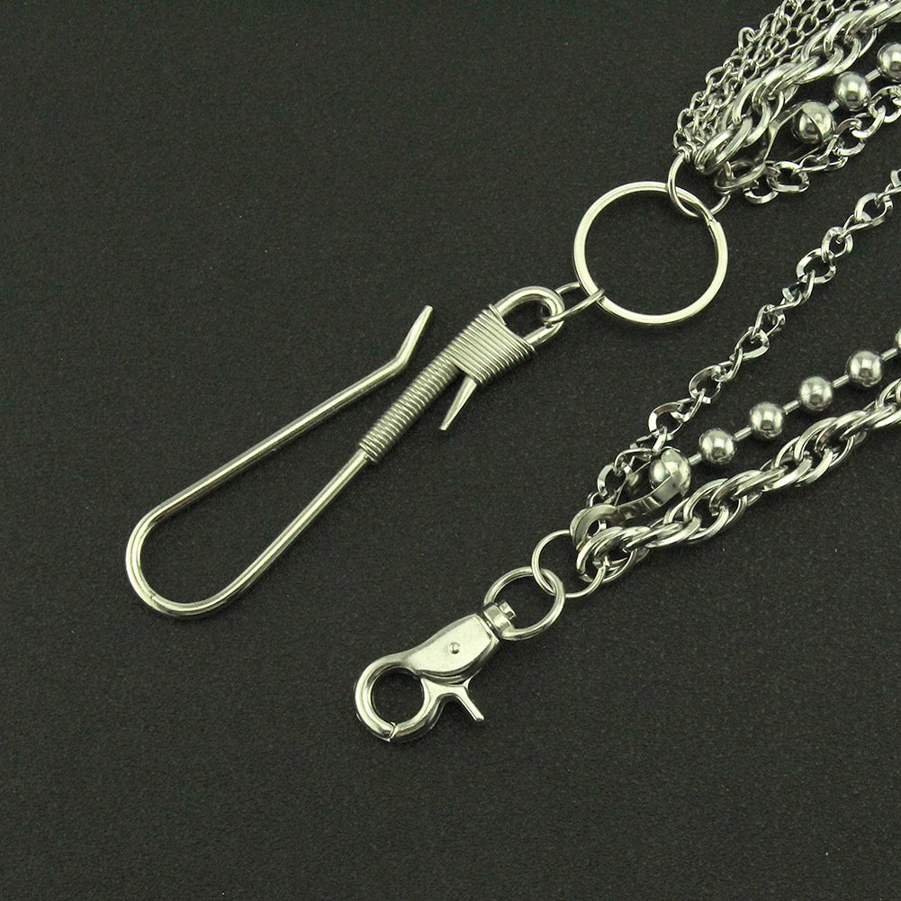 INS Rock Hip-Hop Herrenhose Punk Street Disco Dekoration Anhänger Metall Dreilagige Taillenkette_voghion.com