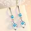 Long earrings, crystal, zirconium, hypoallergenic accessory, mid-length, city style, silver 925 sample