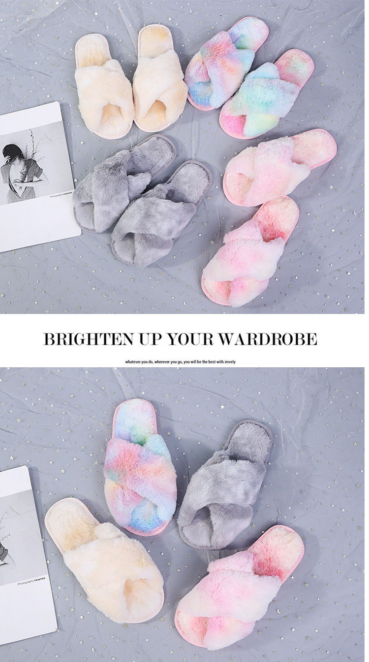 Color-Blocking Plush Slippers NSKJX74766