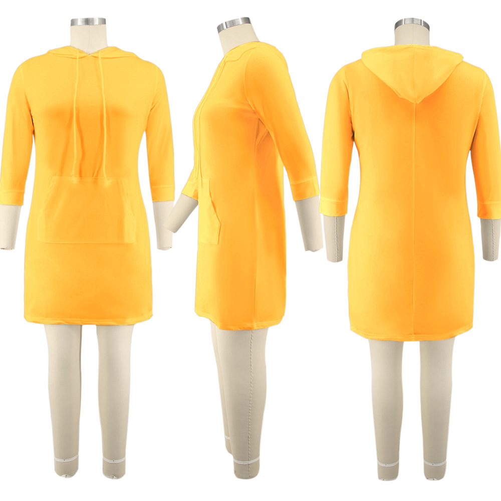 Plus Size Drawstring Wholesale Hoodies Short Dress