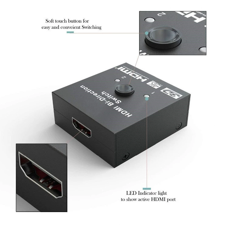 HDMI переключатель 2 в 1, HDMI двухканальный переключатель, поддержка 4K