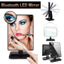 亞馬遜 led化妝鏡 臺式智能觸控帶燈藍牙桌鏡 藍牙音箱雙面梳妝鏡