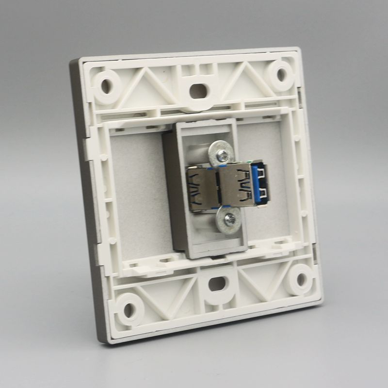 深灰色86型一位3.0USB直插面板母对母3.0USB对接电脑数据接口插座