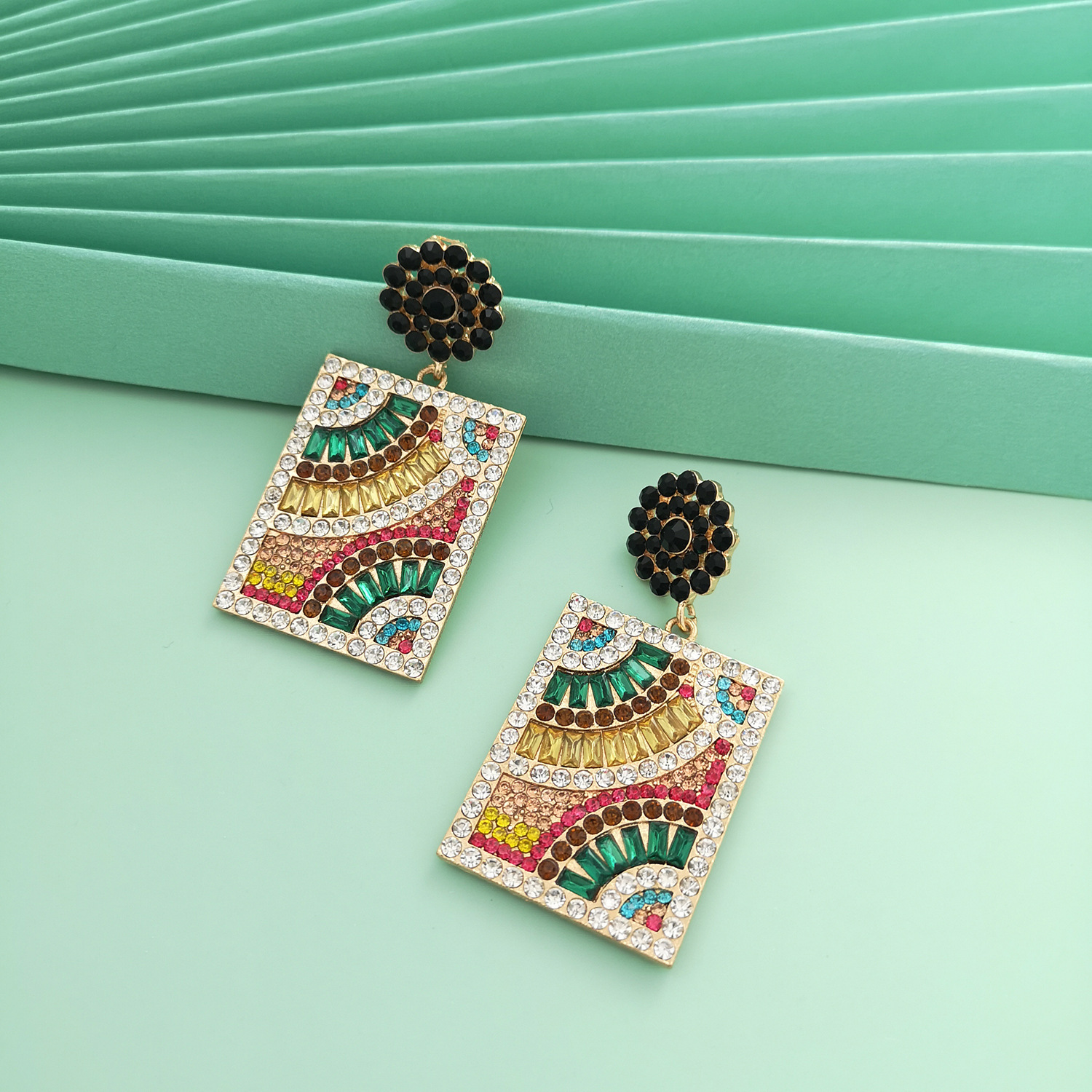 Fashion  Retro Square Diamond Earrings Bohemian   Earrings  Nihaojewelry Wholesale display picture 4