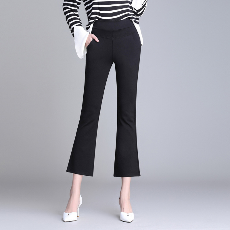 Flared Trousers Spring and Autumn Women's Casual Pants High Waist Large Size Pants for suit Stretch Slim White Cropped Pants