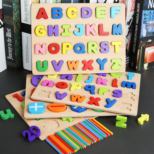 Cross-border supply number letter cognitive matching board kindergarten early education educational toys three-dimensional puzzle puzzle toy