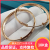 18K金耳环彩金玫瑰金AU750车花正圆形耳圈新款简约欧美风送女友|ms