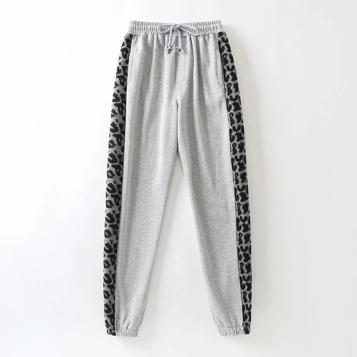 leopard pattern stitching beam foot guard pants  NSHS25278