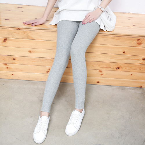 Ribbed solid color leggings for women to wear outside, thin style, suitable for spring and autumn, ribbed elastic 9-inch pants