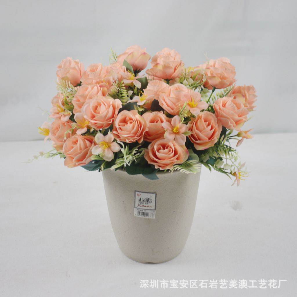 Artificial Flower Floret 5 France rose Potted flower art Home Furnishing a living room decorate Pastoral wind