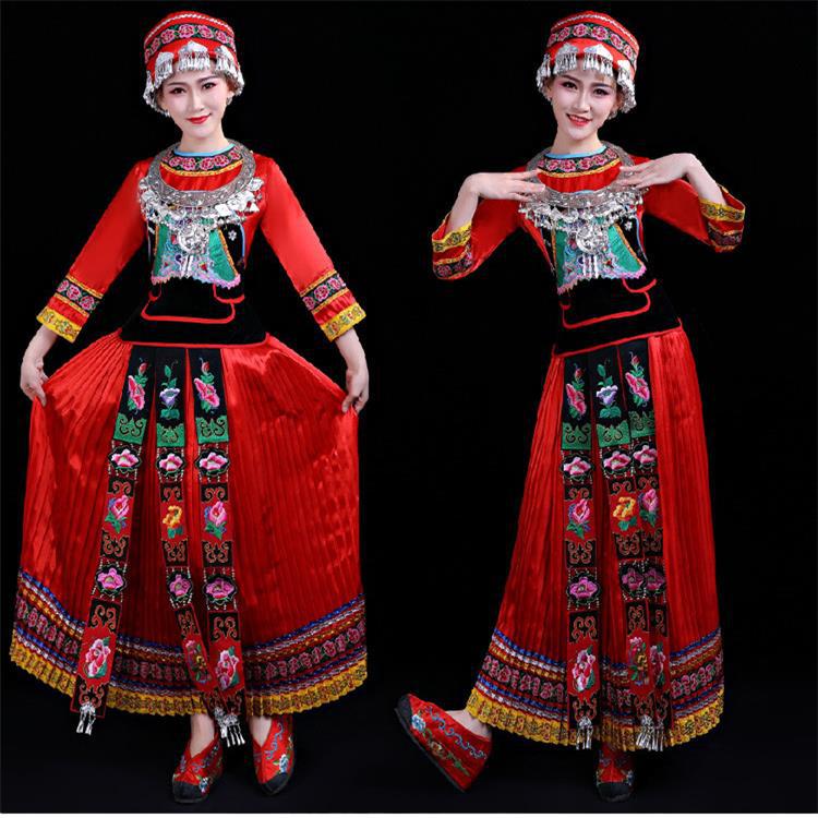 苗族服饰少数民族服装女彝族演出服壮族土家族衣服黎族瑶族舞蹈服