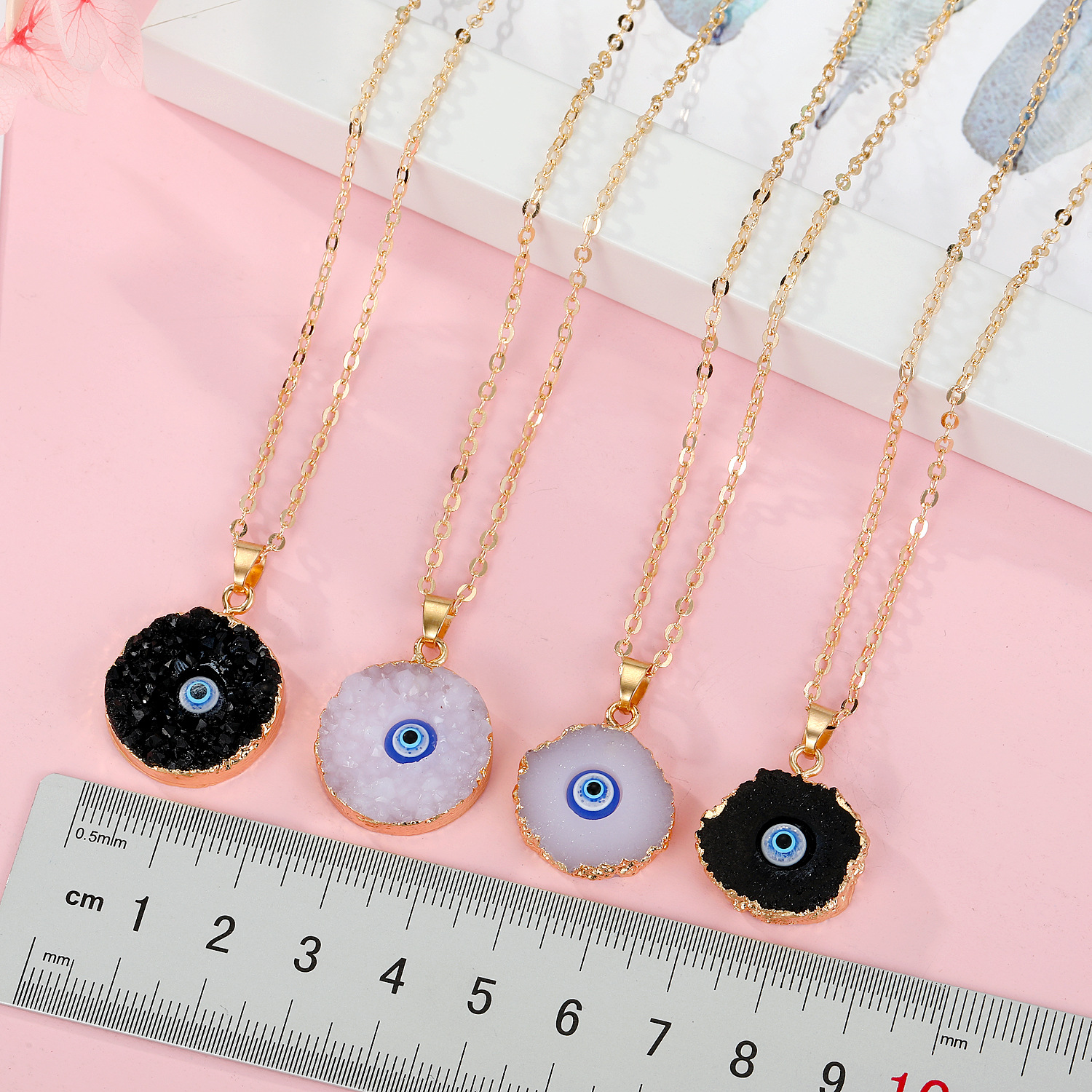 New style eye pendant necklace imitation natural stone love resin necklace wholesalepicture5