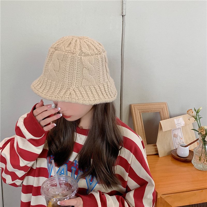 Korean Thick Warm Knitted Pure Color Woolen Hat display picture 2