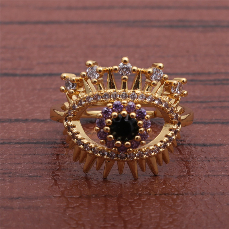 Micro-inlaid Zircon Devil's Eye Zircon Ring display picture 2