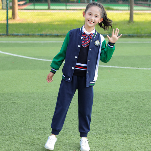 School uniform for primary school students, spring and autumn edition, college style, first grade class uniform, sporty baseball style, kindergarten autumn uniform, kindergarten logo