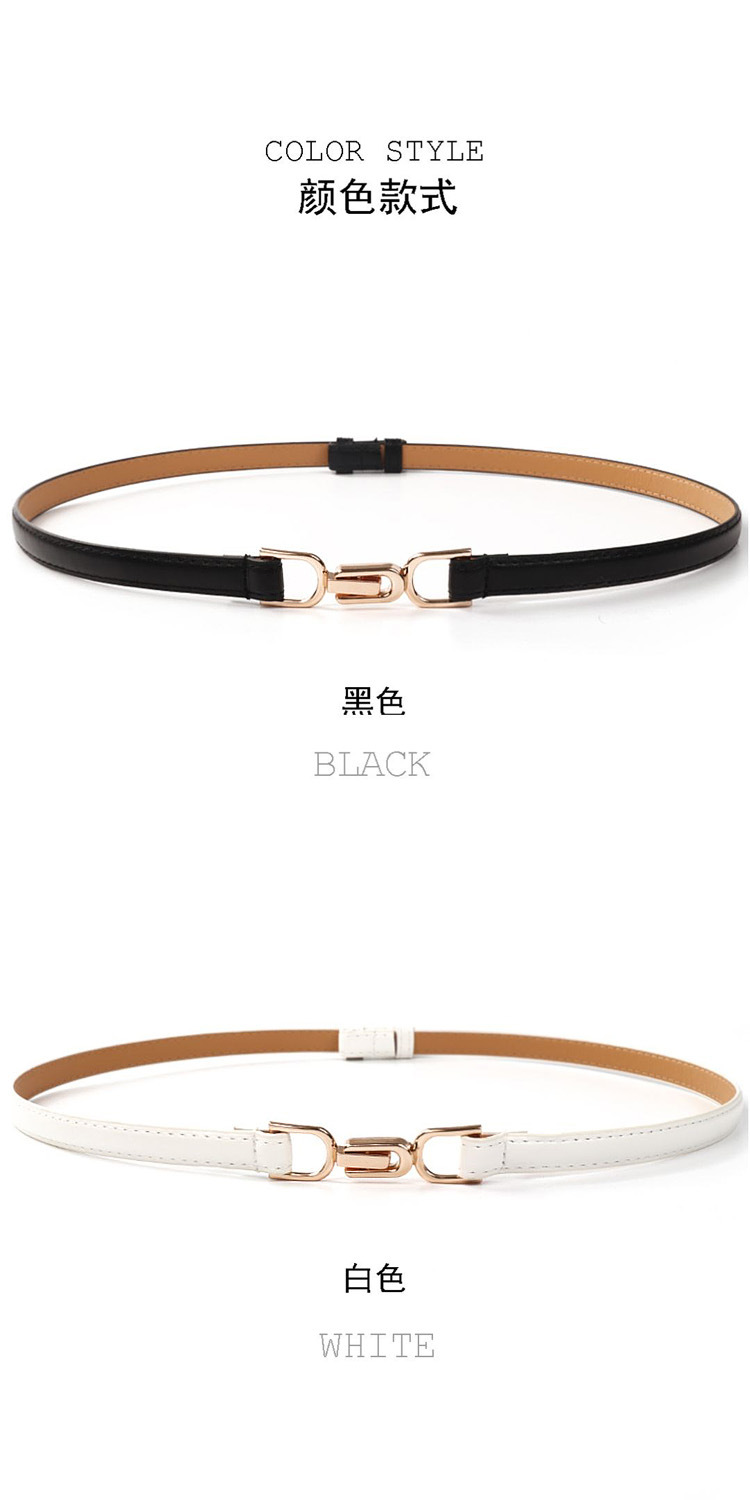 80g Weight Office Occasion Alloy Material Letter Pattern Women'S Gender Basic Style Coffee, White, Red, Camel, Black Color Retro Korean Style Metal Buckle Thin Waist Belt 6