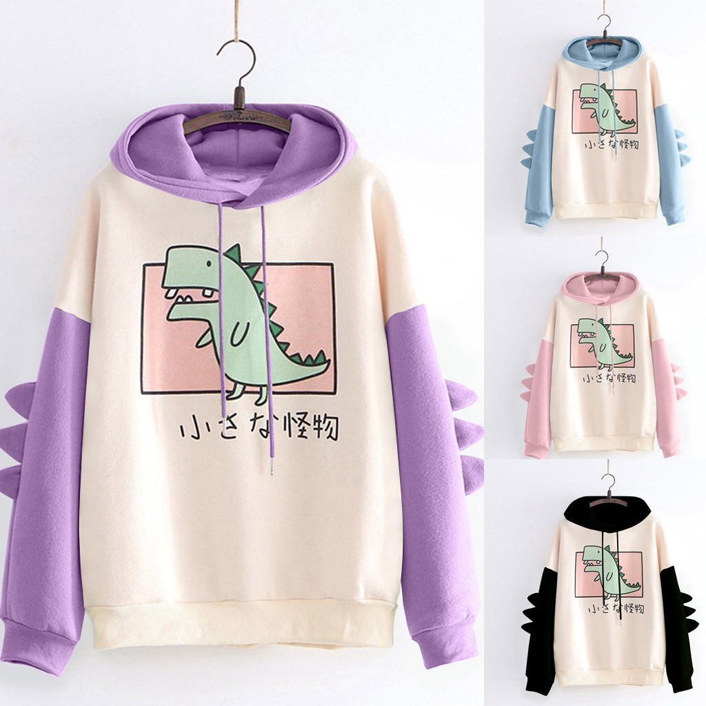 Women's Hoodie Long Sleeve Hoodies & Sweatshirts Printing Casual Dinosaur display picture 3