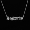 Glossy accessory, zodiac signs stainless steel with letters, necklace, pendant, chain for key bag 