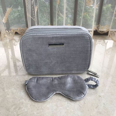 外贸原单 灯芯绒化妆包组（化妆包+眼罩）旅行便携式洗漱包护眼罩