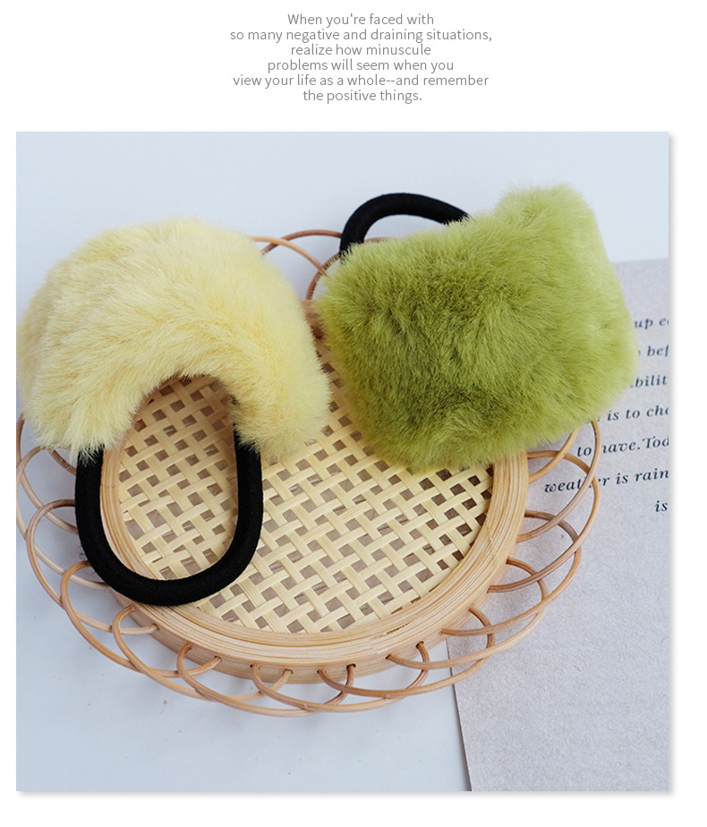 9g Weight Headwear Classification Women'S Gender Candy Color Imitation Rabbit Fur Ponytail Hair Rope 7