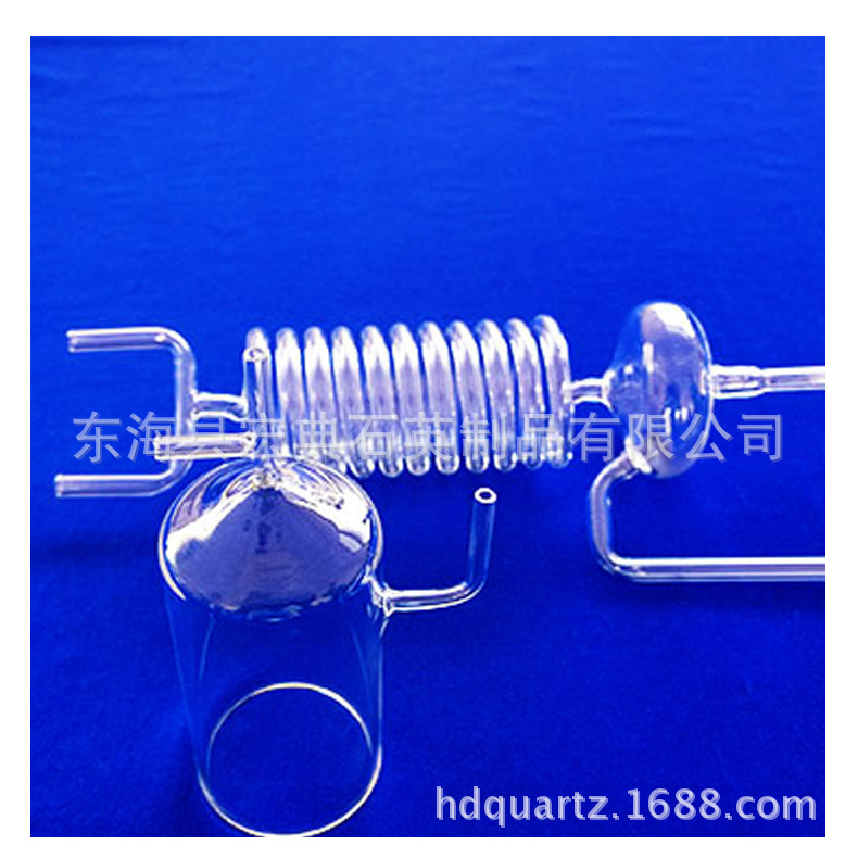 石英气体冷凝器 石英冷凝器 透明石英玻璃冷凝器冷凝瓶石英仪器